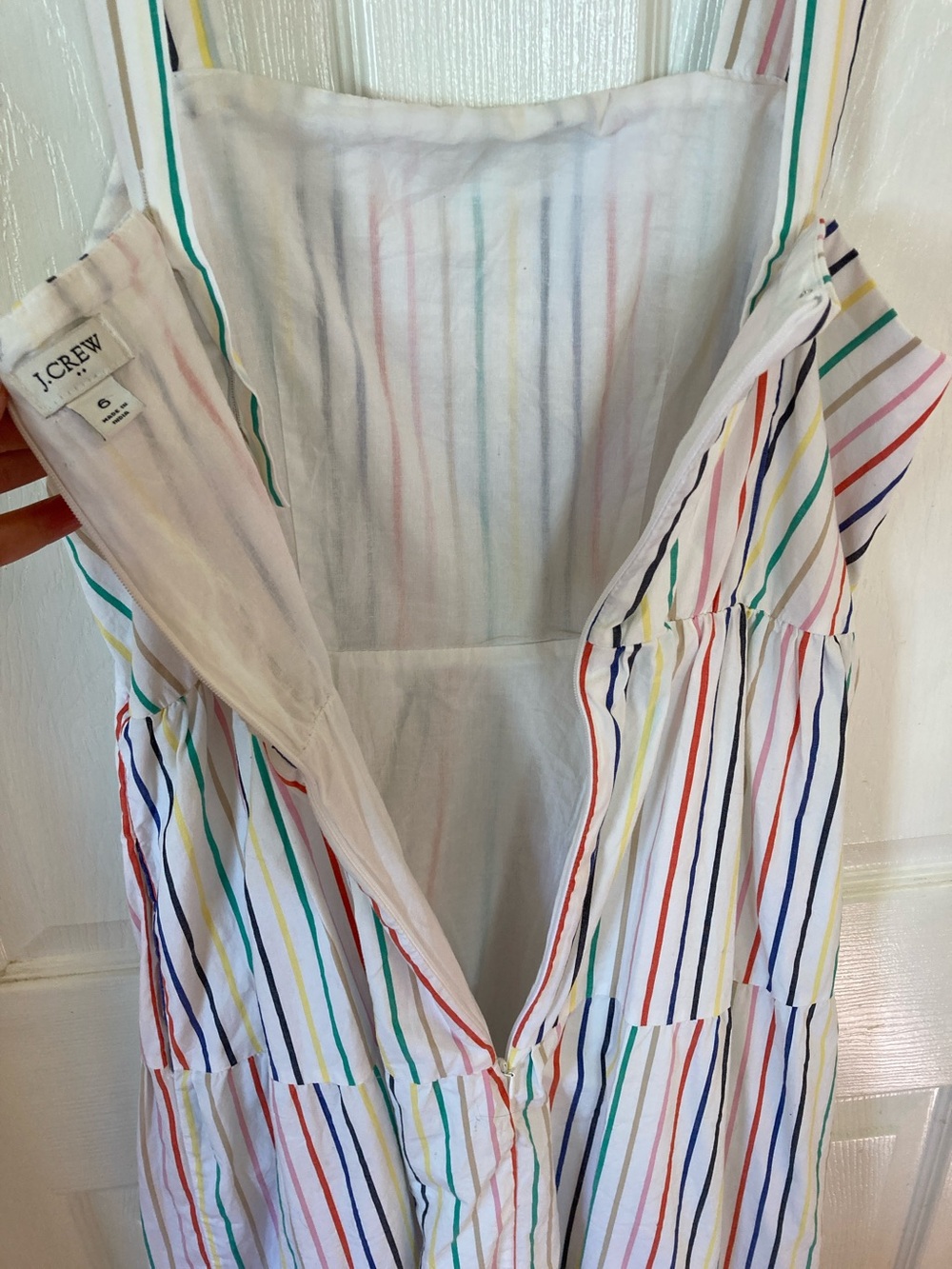 J. Crew White Multi-Color Stripe Tiered Sundress - Picture 4 of 9